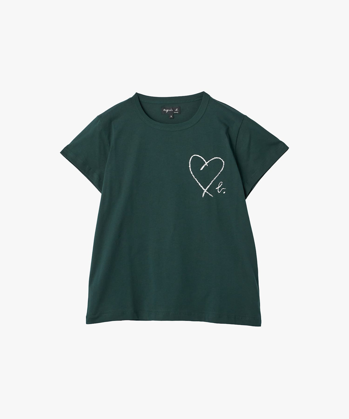 FEMME ウィメンズ "b."ロゴ ハート プリント コットン 半袖 Tシャツ "Brando" グリーン