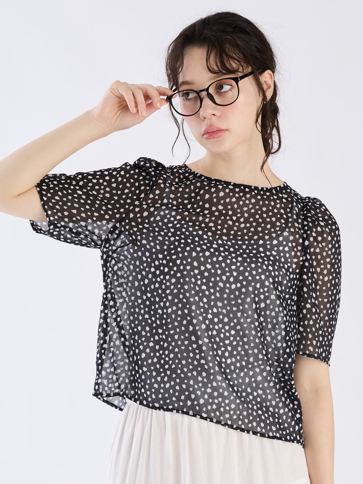 To b. by agnès b. 【Outlet】ドットブラウス ブラック