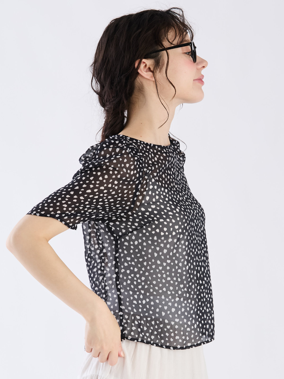 To b. by agnès b. 【Outlet】ドットブラウス ブラック