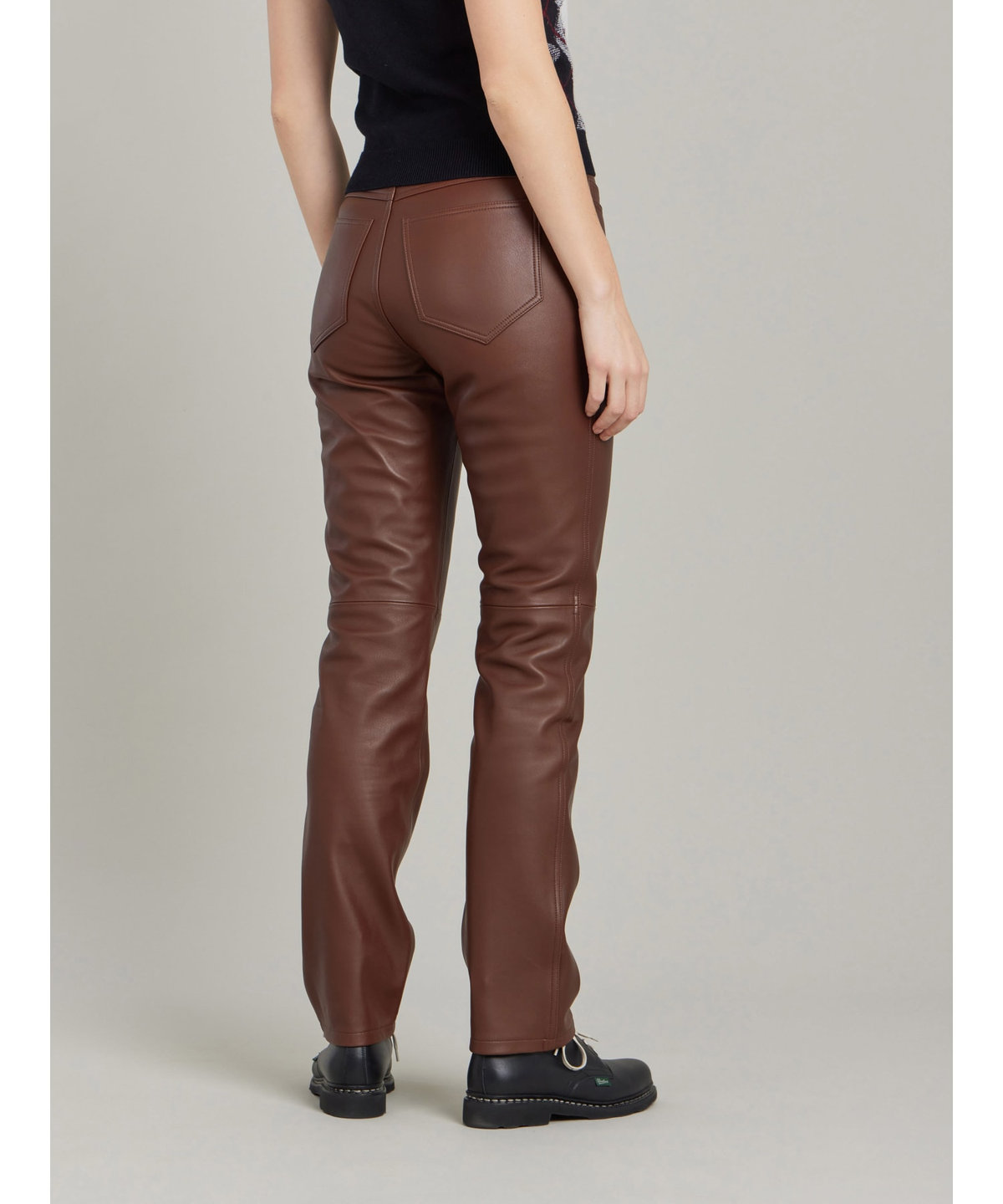 FEMME ウィメンズ ソフト ラムスキンレザー ストレート パンツ "Hina" ベージュ