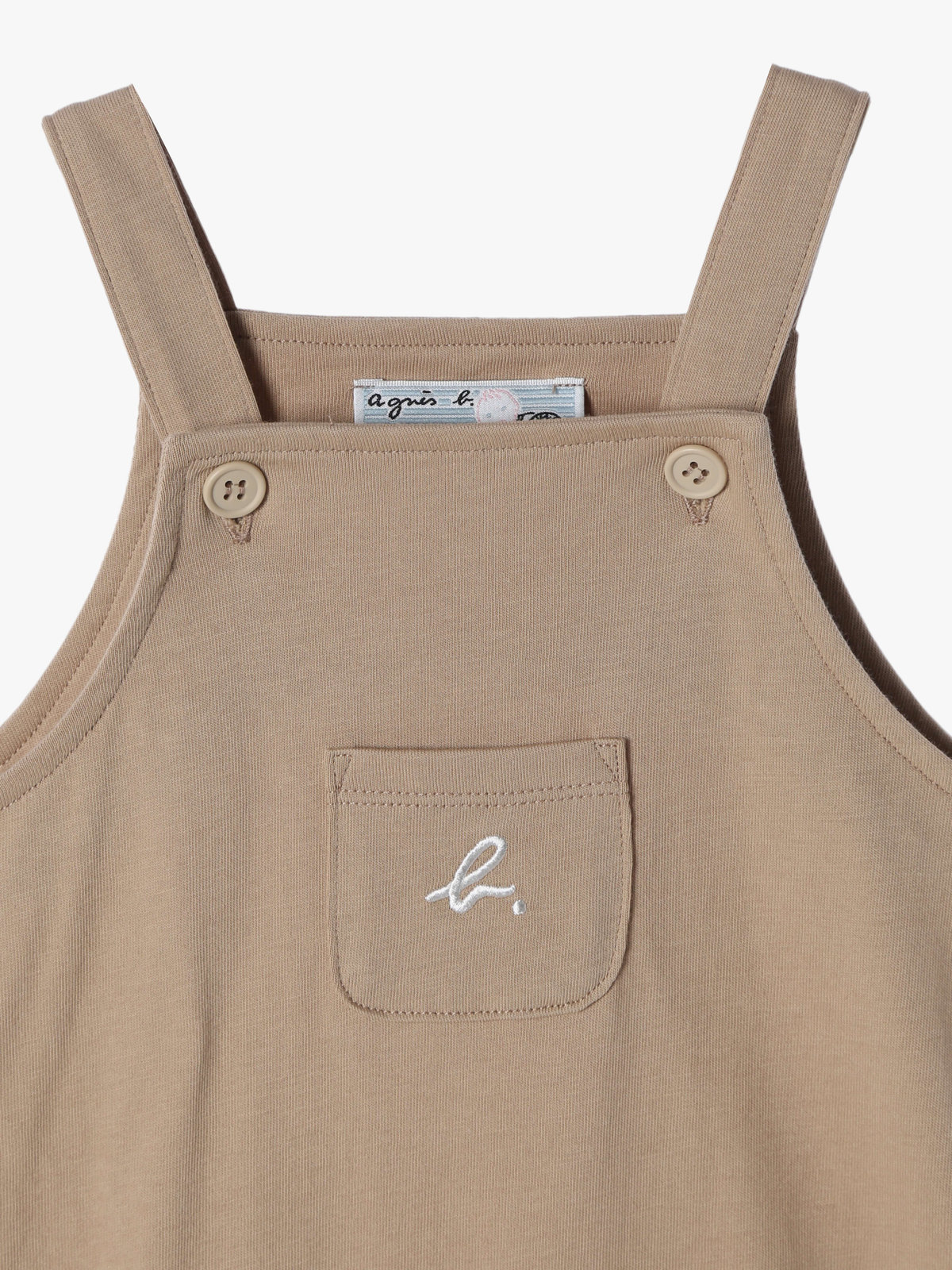 ENFANT ベビー ベビー "b."ロゴ刺繍 コットン サロペット ブラウン