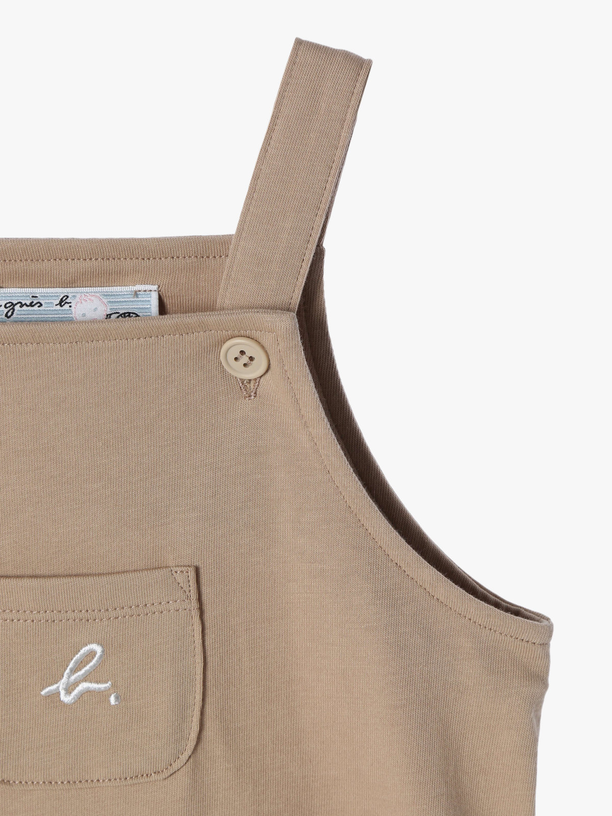 ENFANT ベビー ベビー "b."ロゴ刺繍 コットン サロペット ブラウン