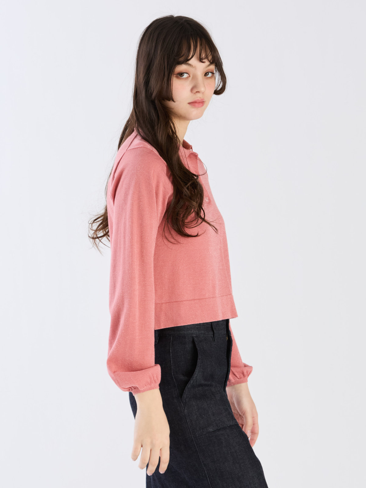 To b. by agnès b. 【Outlet】ラメニットポロ ピンク