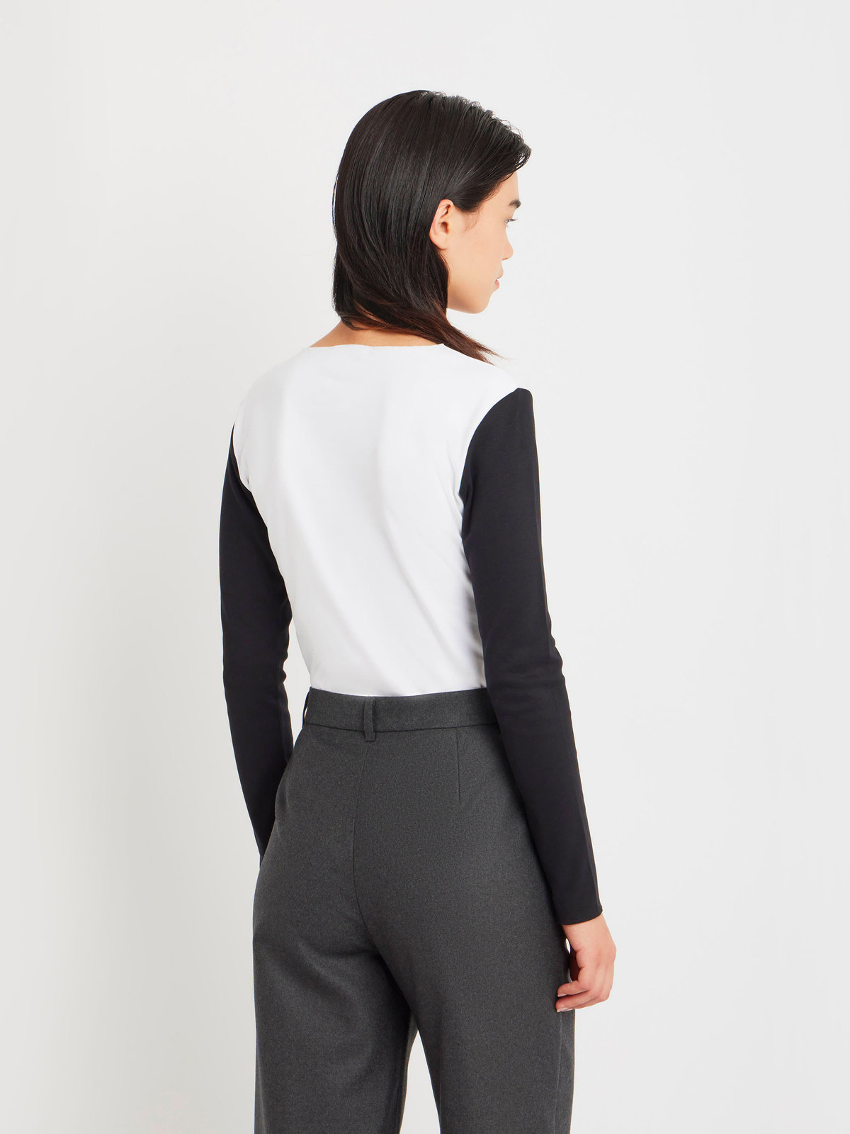 FEMME ウィメンズ 【Outlet】バイカラー コットン 長袖 Tシャツ "Evening" ホワイト