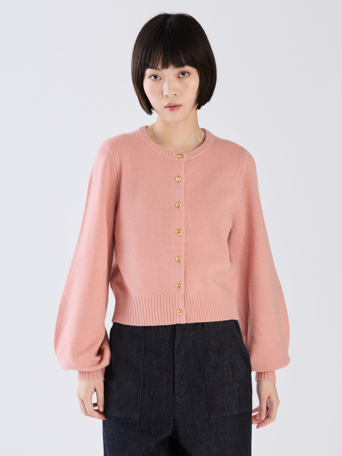 To b. by agnès b. 【Outlet】ウール ボリュームスリーブ ラブリー カーディガン ピンク