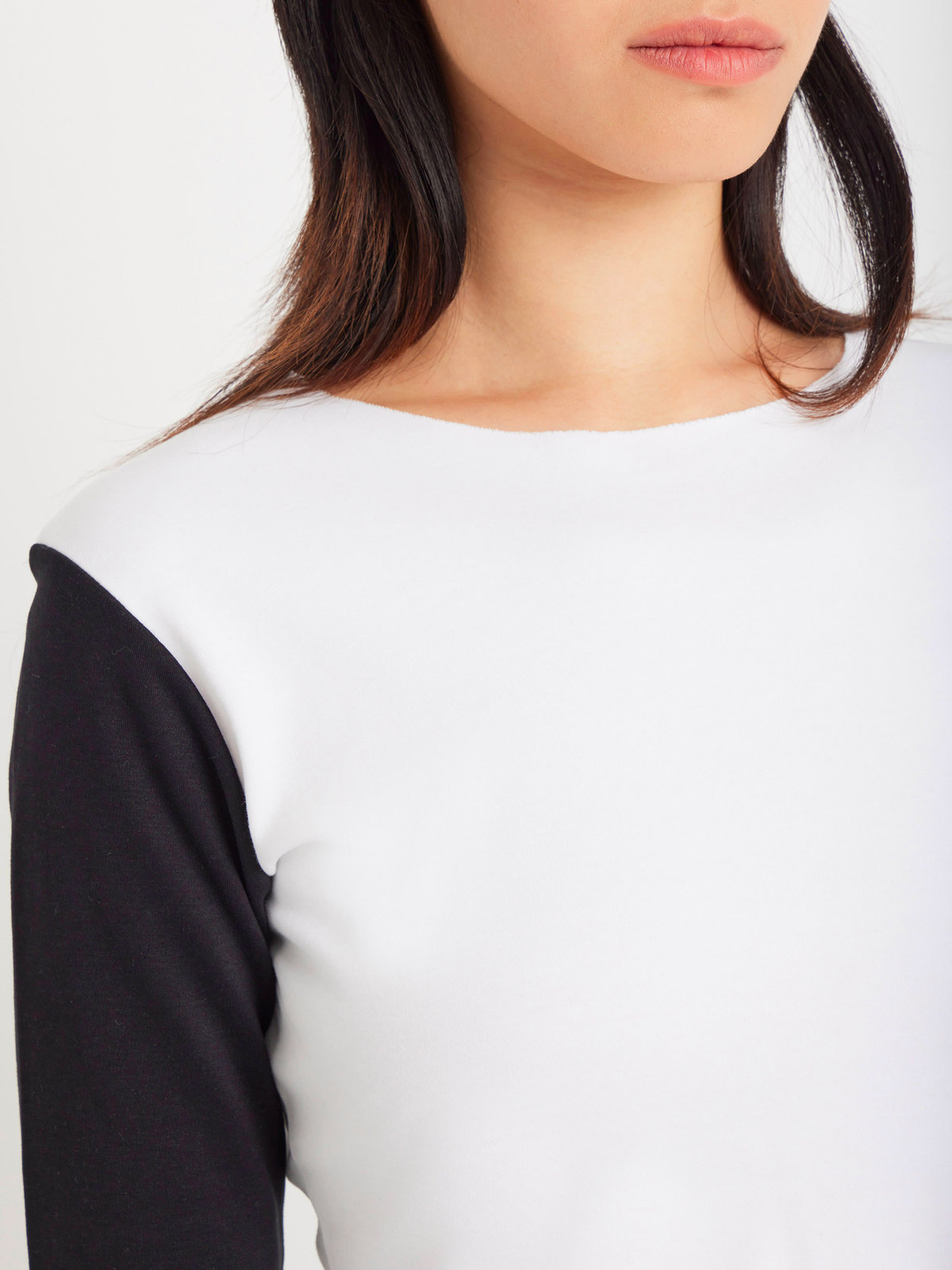 FEMME ウィメンズ 【Outlet】バイカラー コットン 長袖 Tシャツ "Evening" ホワイト