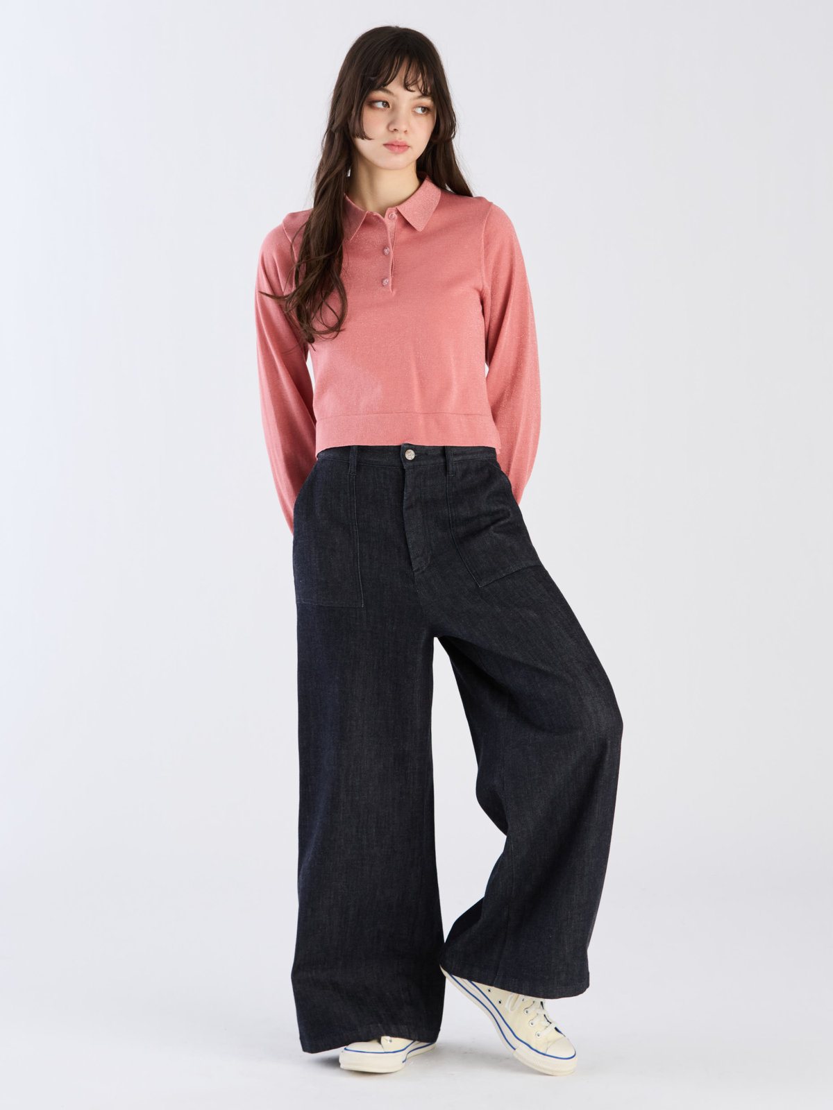 To b. by agnès b. 【Outlet】ラメニットポロ ピンク