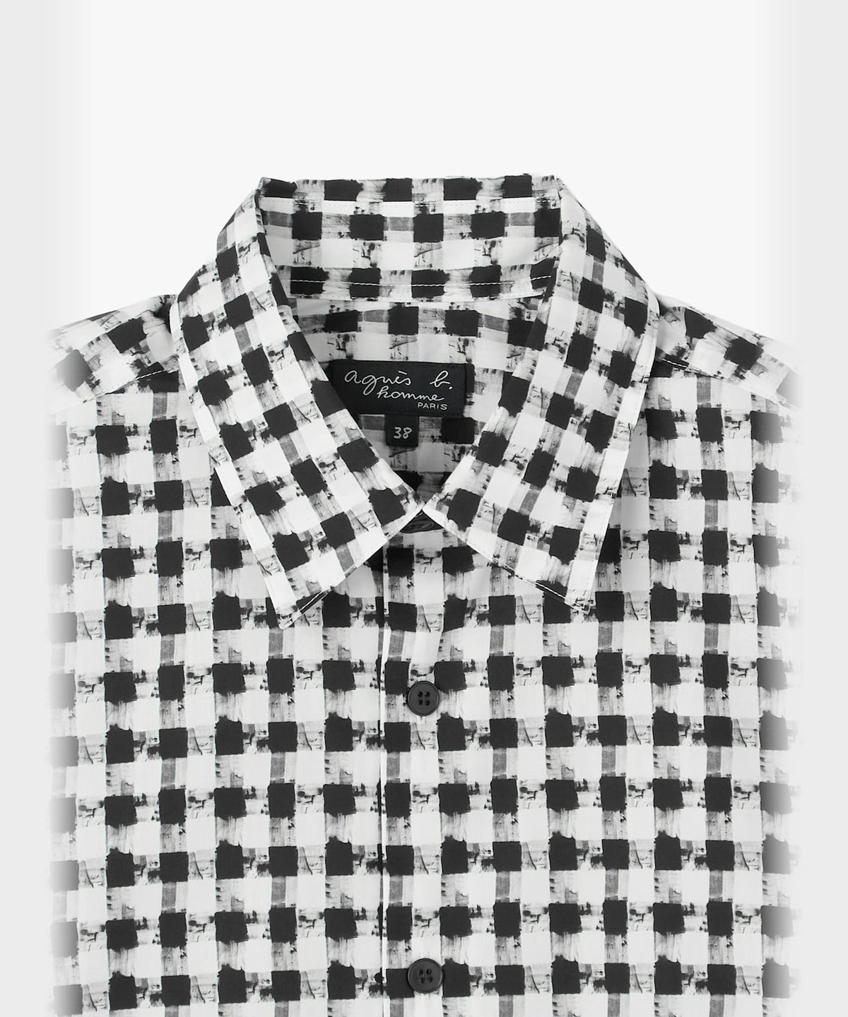 HOMME メンズ メンズ チェックプリント コットン 長袖 シャツ "Andy" ブラック