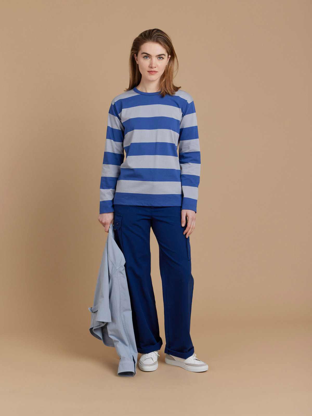 FEMME ウィメンズ 【Outlet】J019 TS ボーダー ロングスリーブTシャツ ブルー×グレー