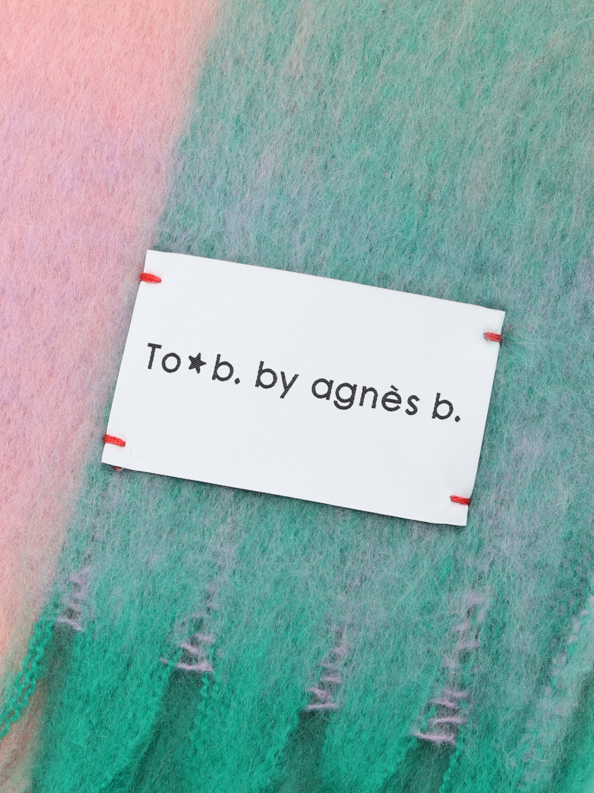 To b. by agnès b. ブロックチェック マフラー ピンク