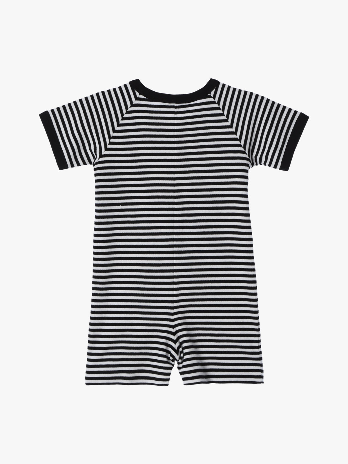 ENFANT ベビー ベビー 細ボーダー コットン 半袖 コンビネゾン ブラック