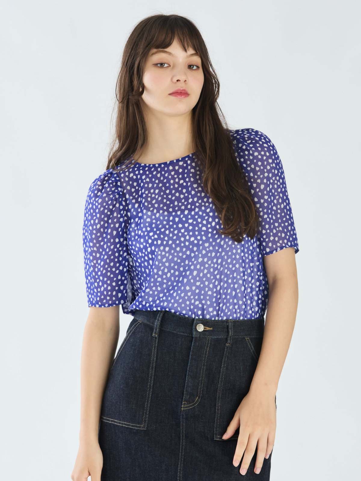 To b. by agnès b. 【Outlet】ドットパンツブラウス ブルー