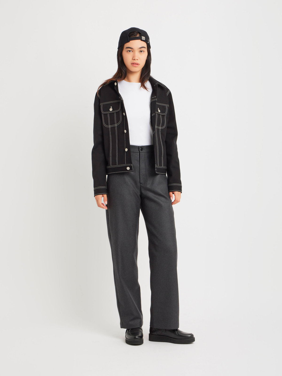 FEMME ウィメンズ 【Outlet】バイカラー コットン 長袖 Tシャツ "Evening" ホワイト