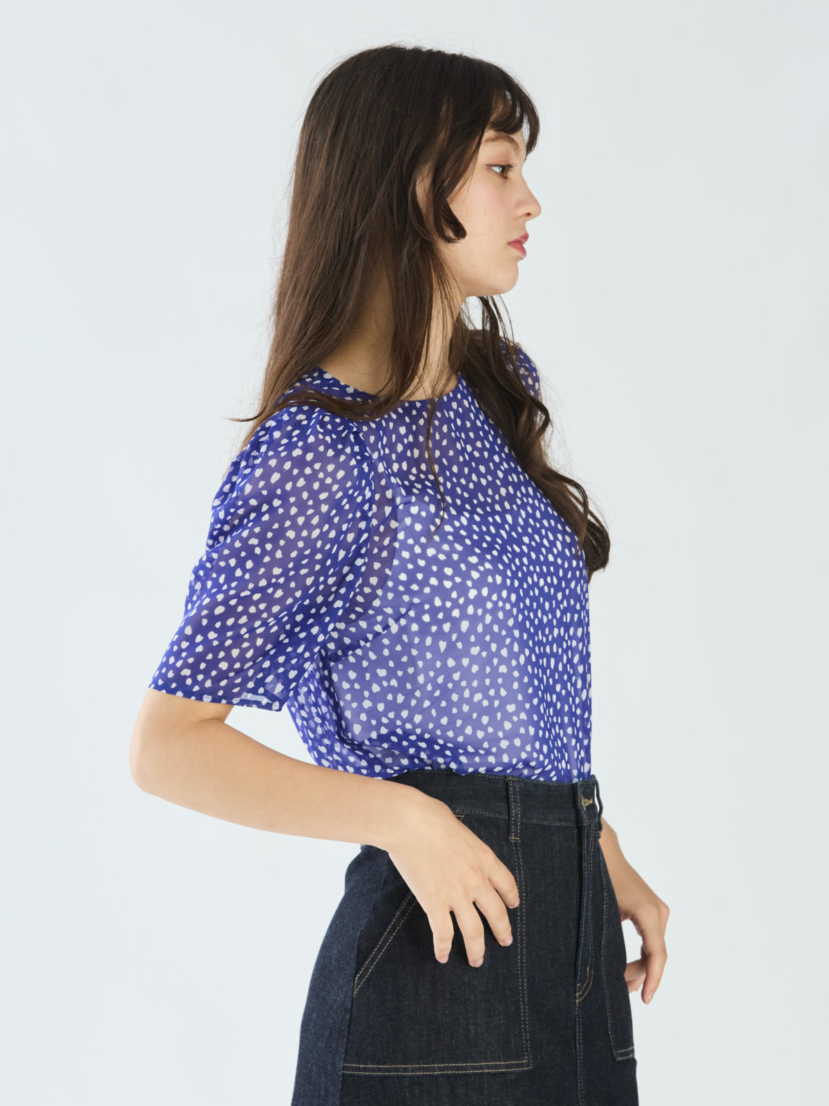 To b. by agnès b. 【Outlet】ドットパンツブラウス ブルー