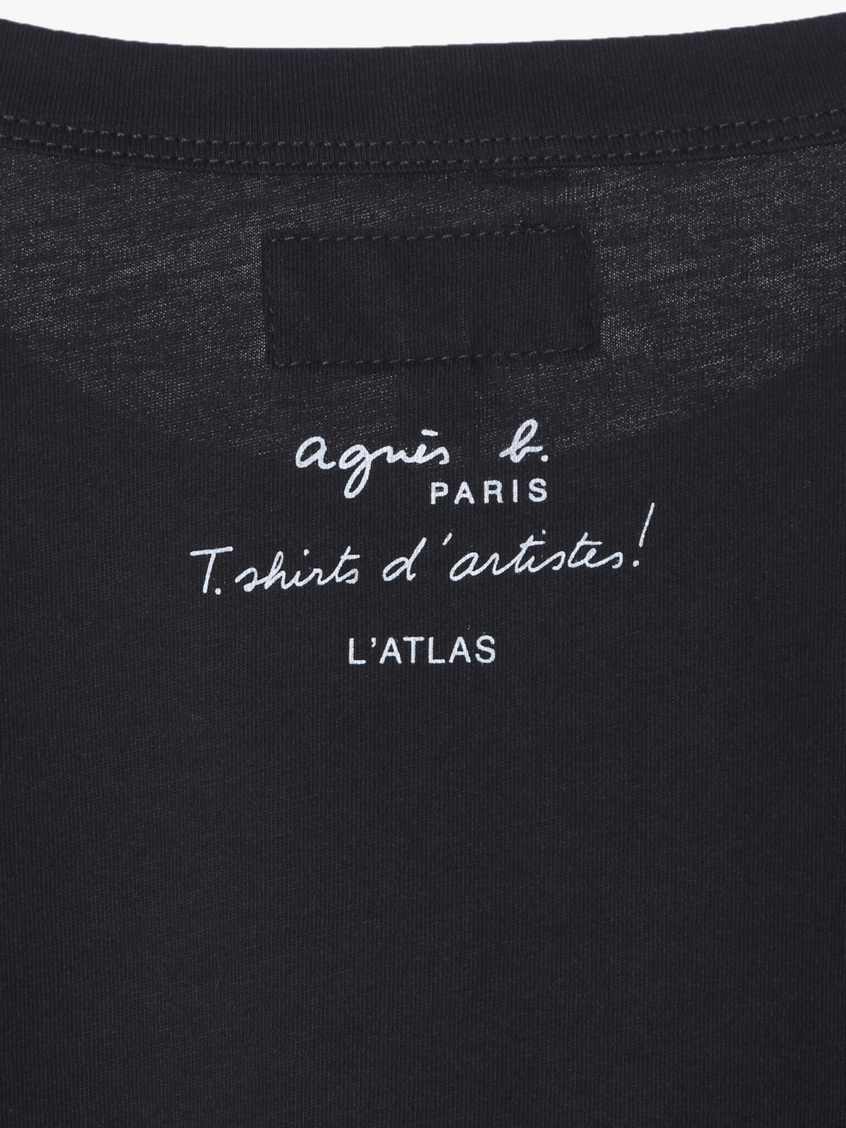 HOMME メンズ メンズ プリント コットン 長袖 アーティスト T シャツ ”L'Atlas” ブラック
