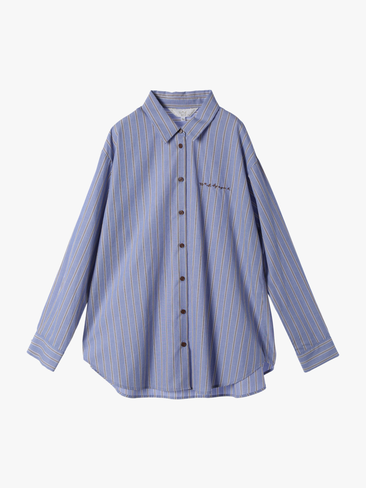 To b. by agnès b. 【Outlet】ストライプ コットン ロングスリーブ シャツ ブルー