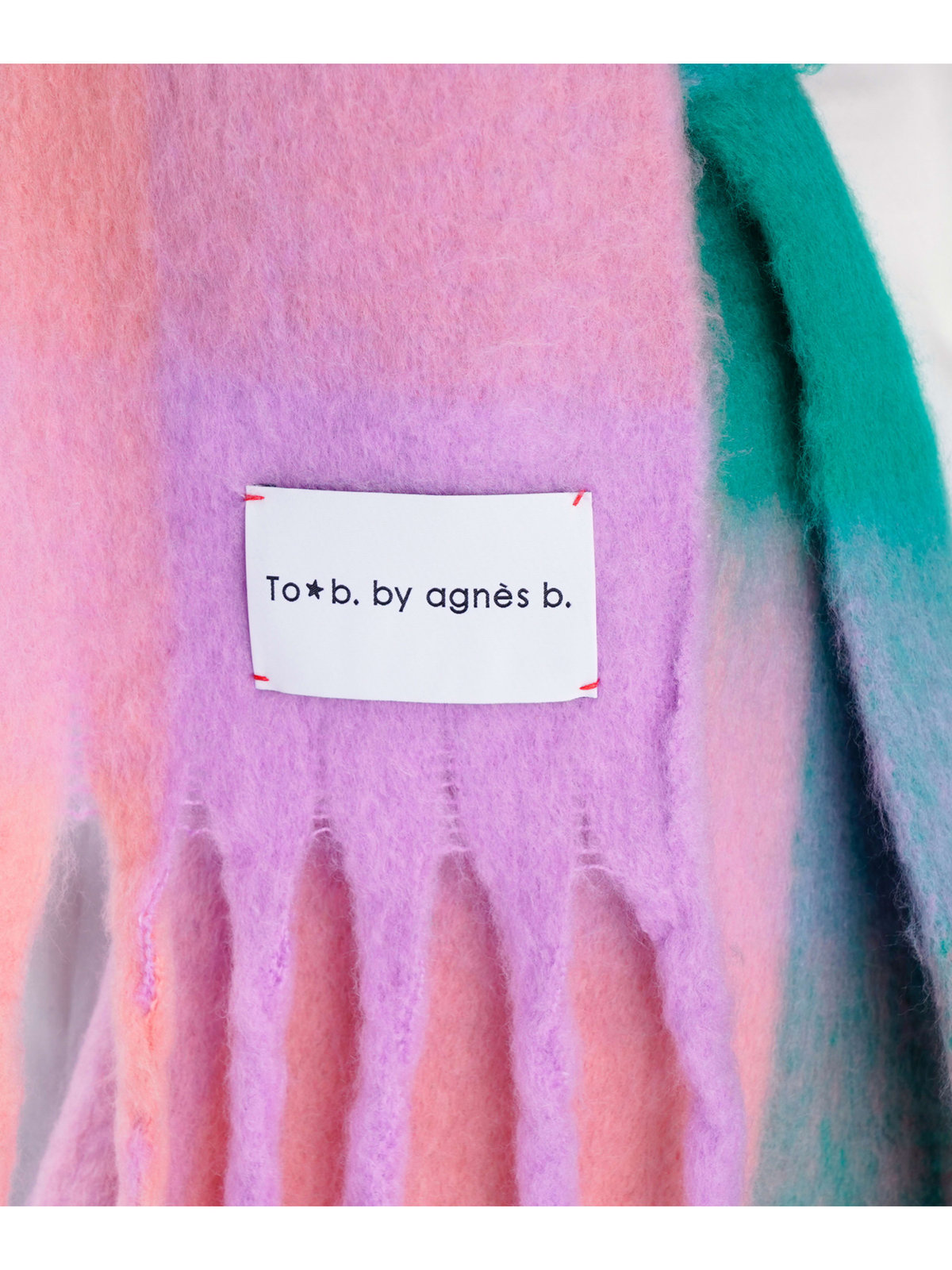 To b. by agnès b. ブロックチェック マフラー ピンク