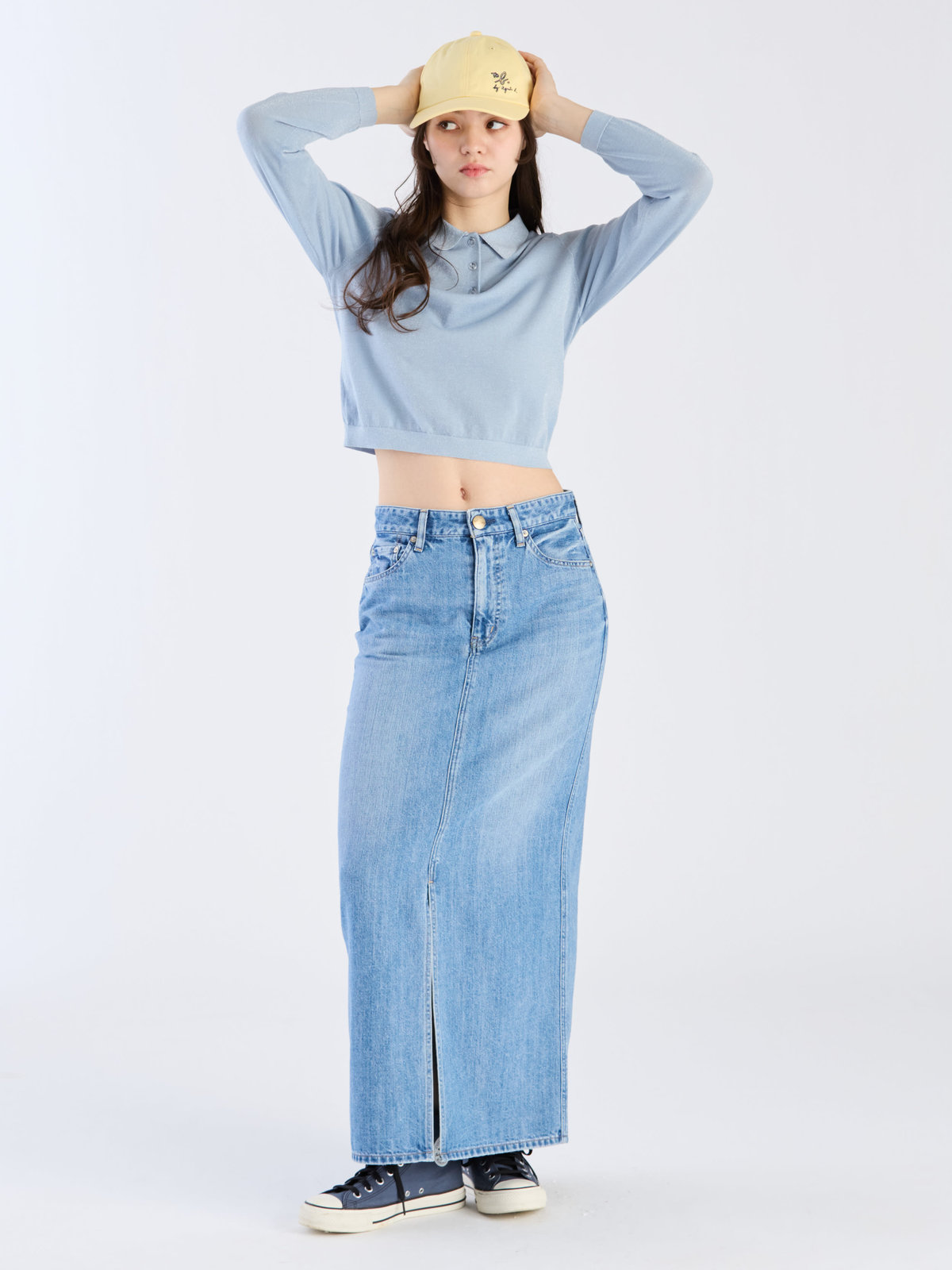 To b. by agnès b. 【Outlet】ラメニットポロ ブルー