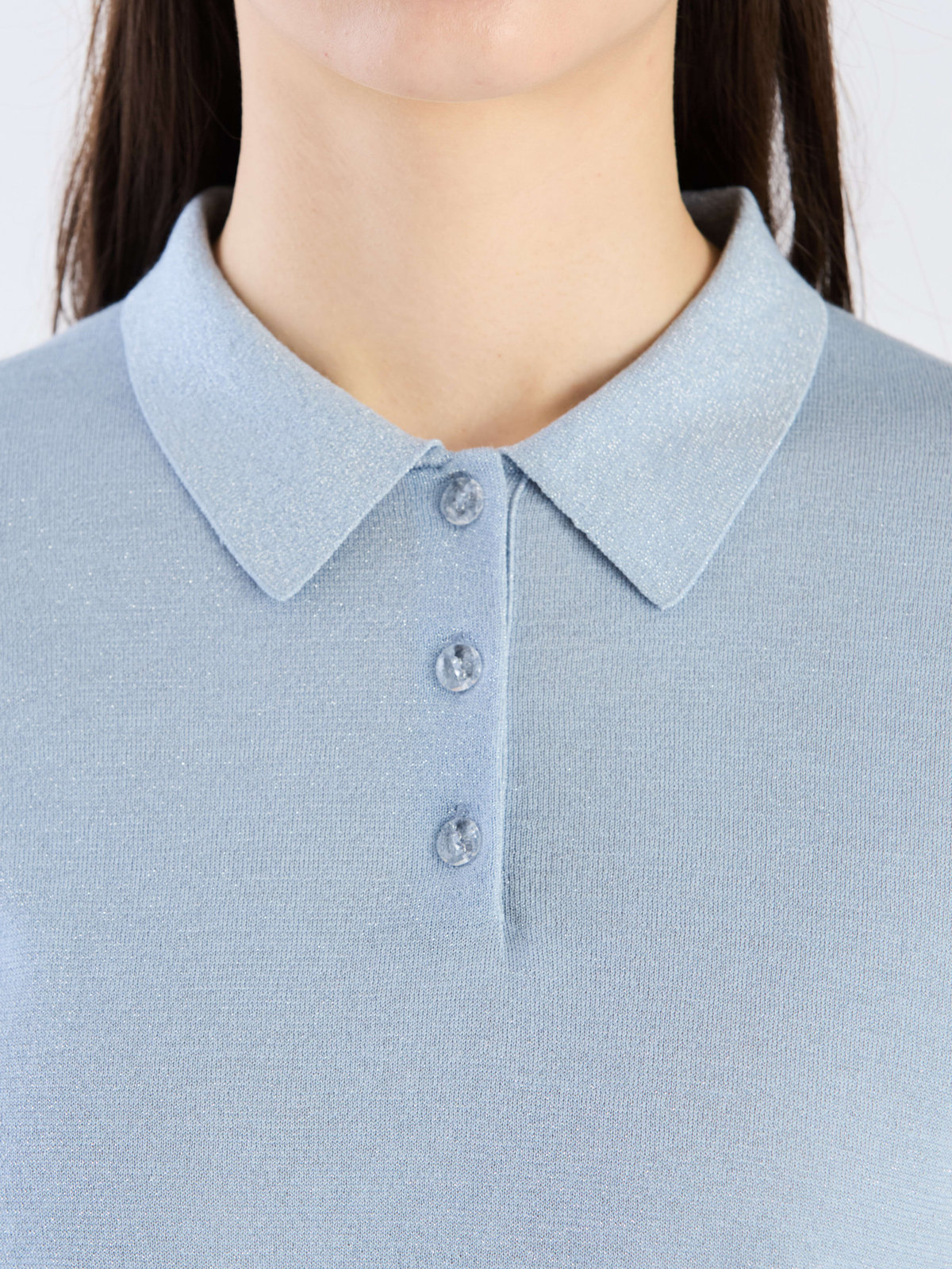 To b. by agnès b. 【Outlet】ラメニットポロ ブルー