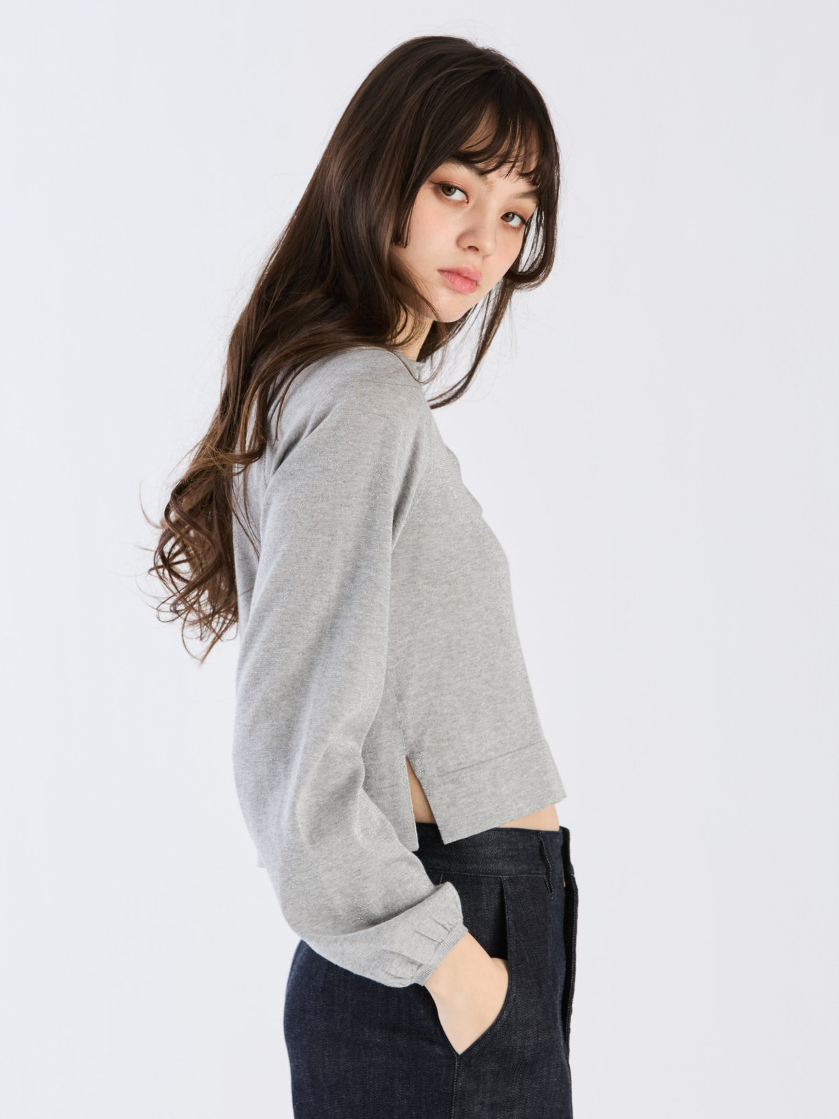 To b. by agnès b. 【Outlet】ラメニットポロ ライトグレー