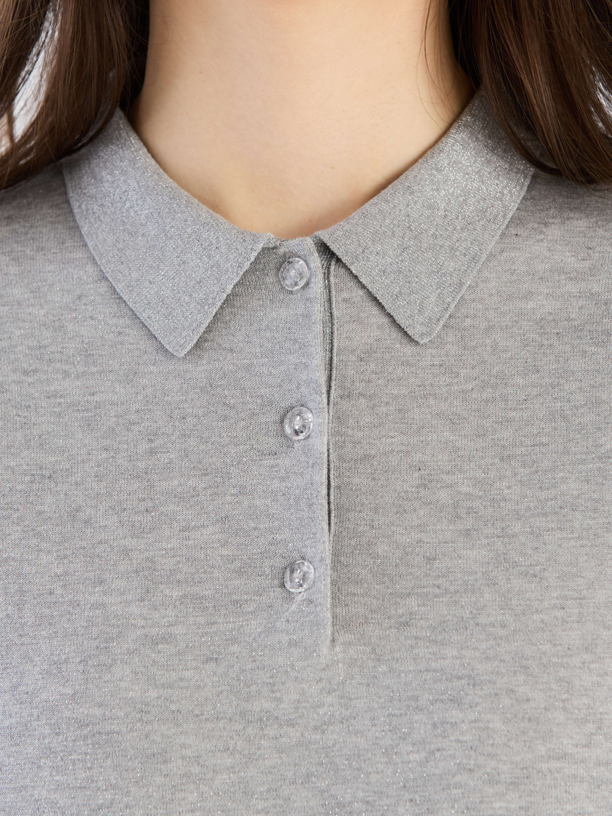 To b. by agnès b. 【Outlet】ラメニットポロ ライトグレー