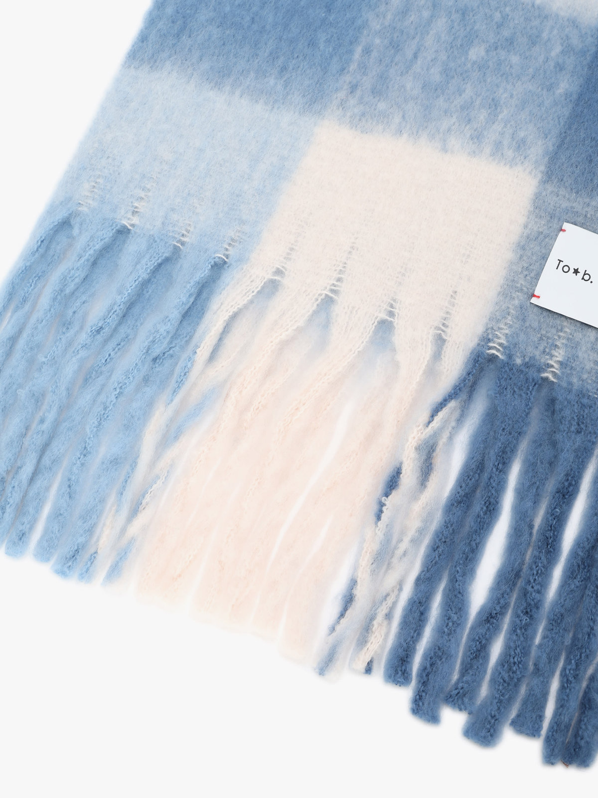 To b. by agnès b. ブロックチェック マフラー ブルー