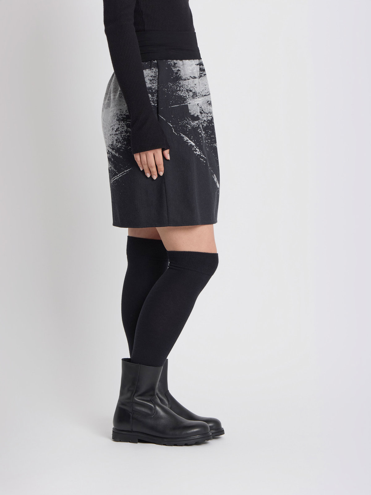 FEMME ウィメンズ フォトプリント Aライン スカート ”image reflet” ブラック