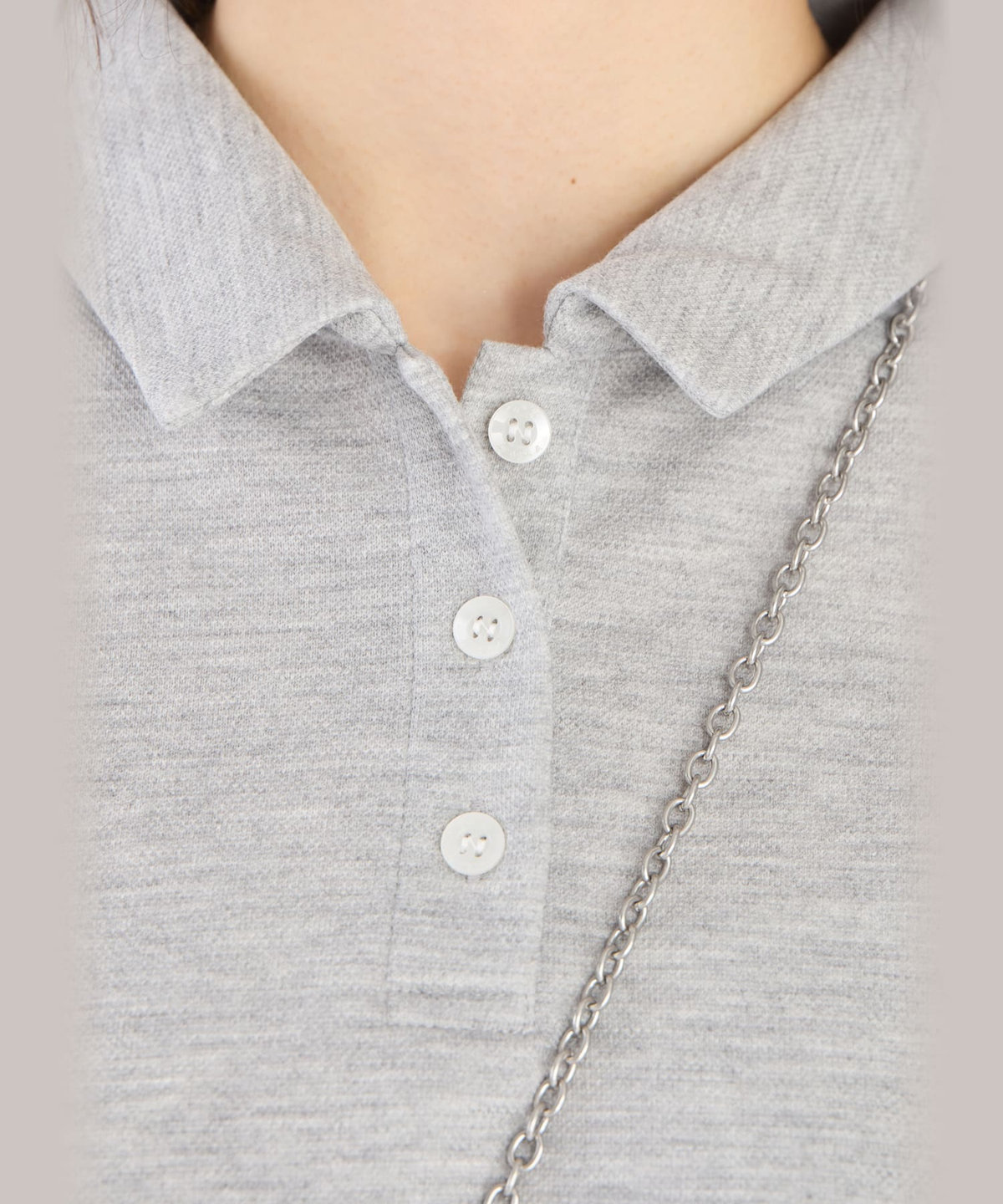 To b. by agnès b. WEB限定 ピケ ジャージー 半袖 ポロ ワンピース グレー