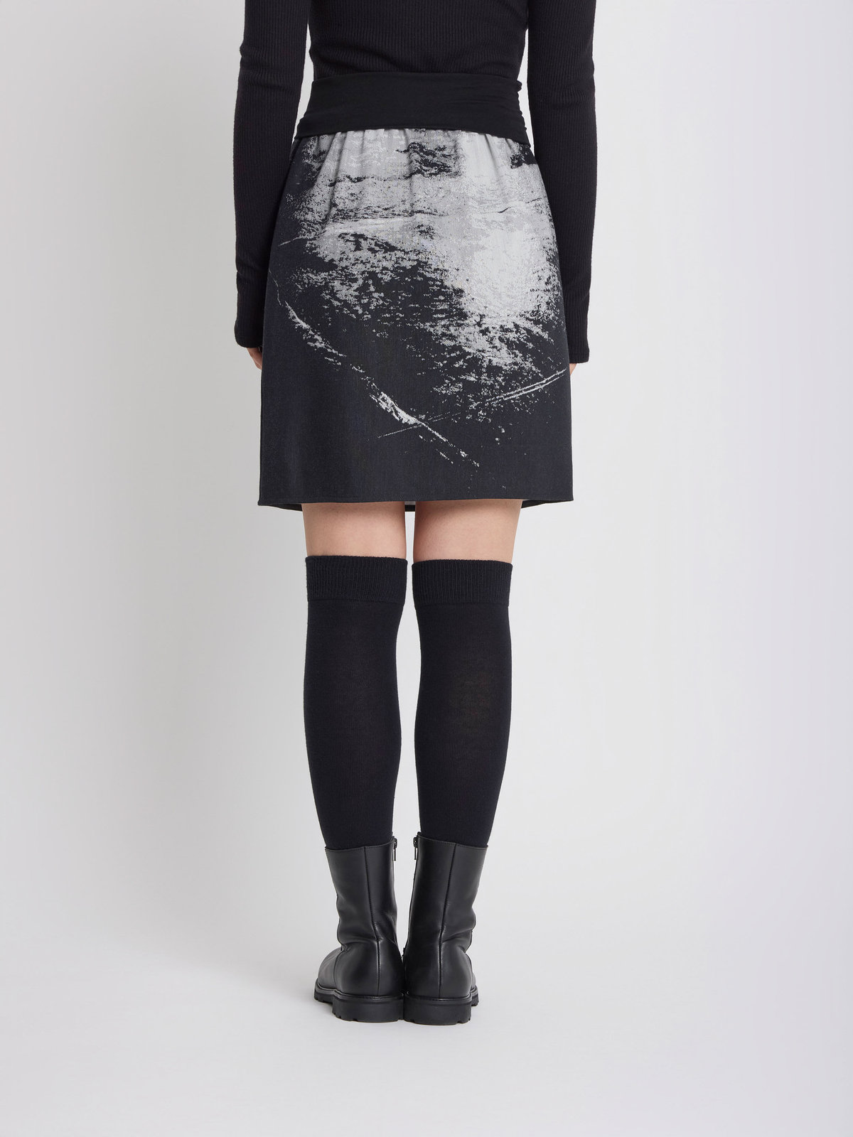 FEMME ウィメンズ フォトプリント Aライン スカート ”image reflet” ブラック