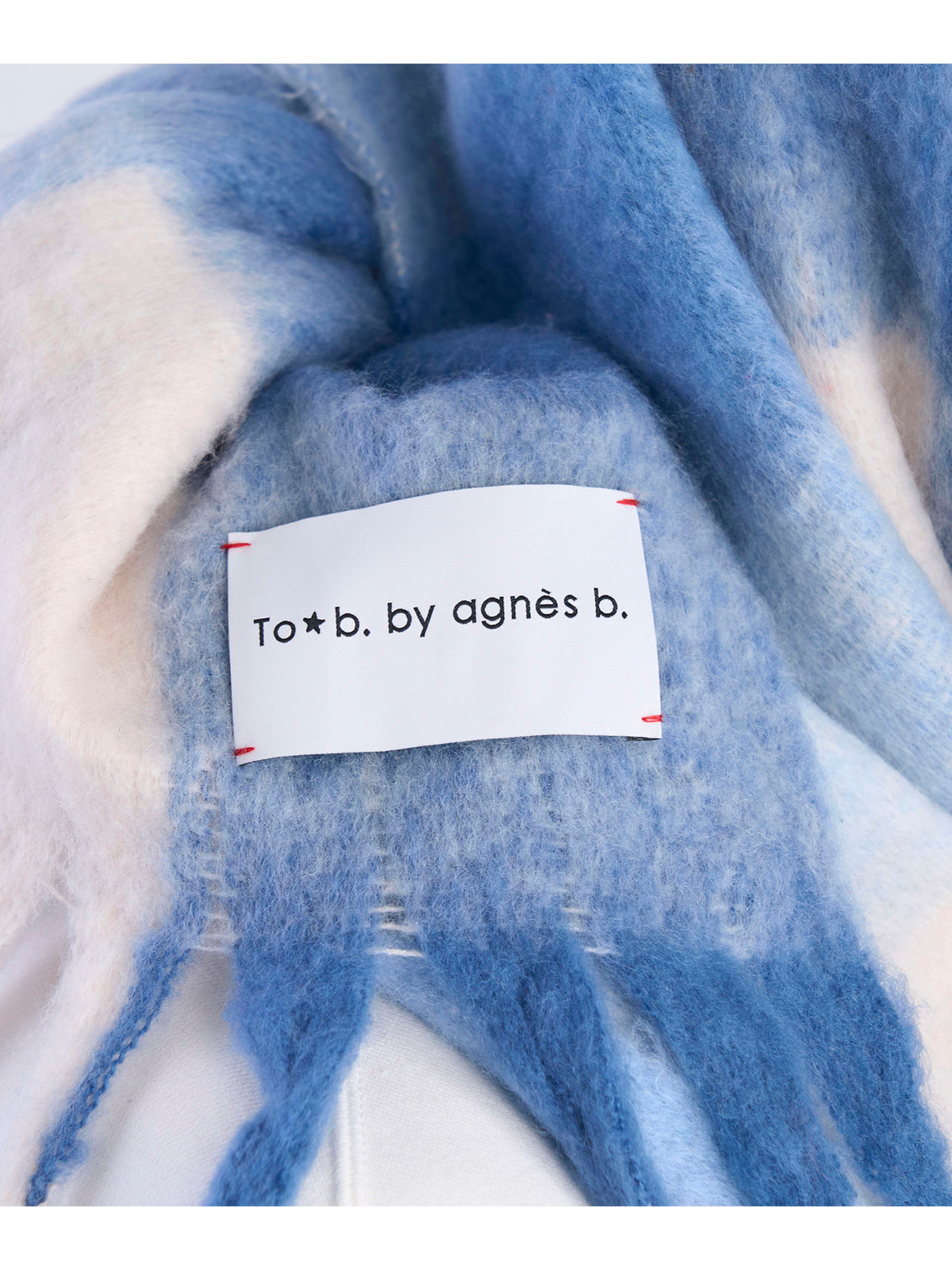 To b. by agnès b. ブロックチェック マフラー ブルー