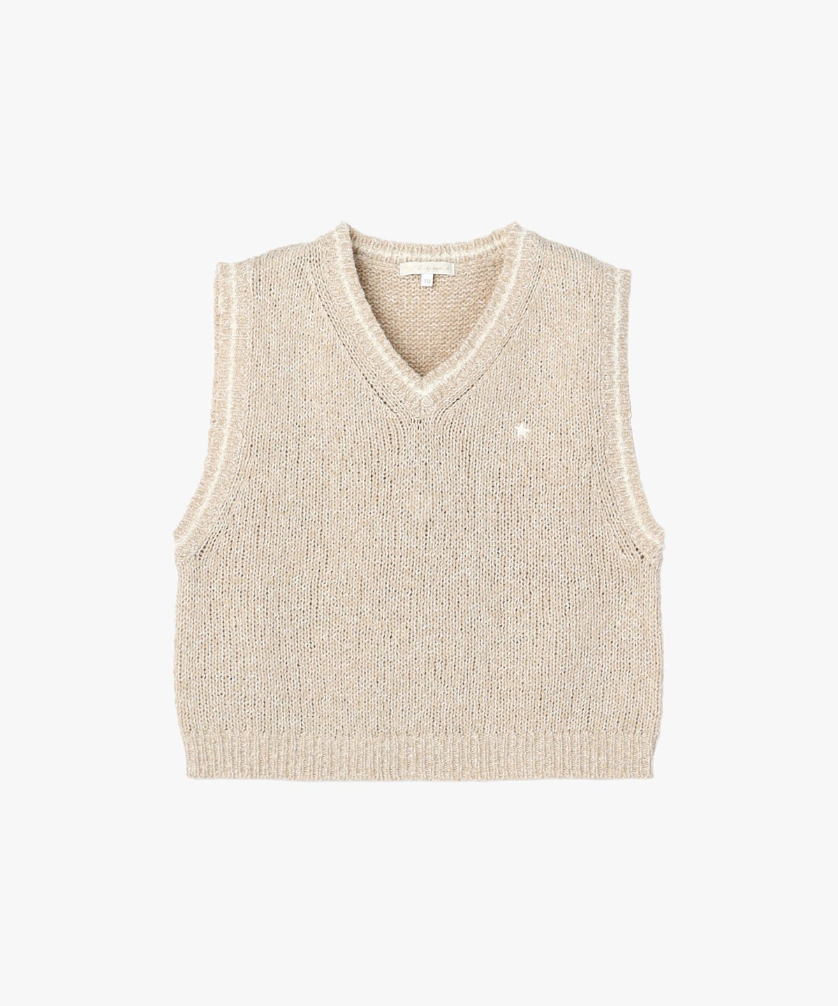 To b. by agnès b. スター 刺繍 ミックス ヤーン ニット ベスト ベージュ