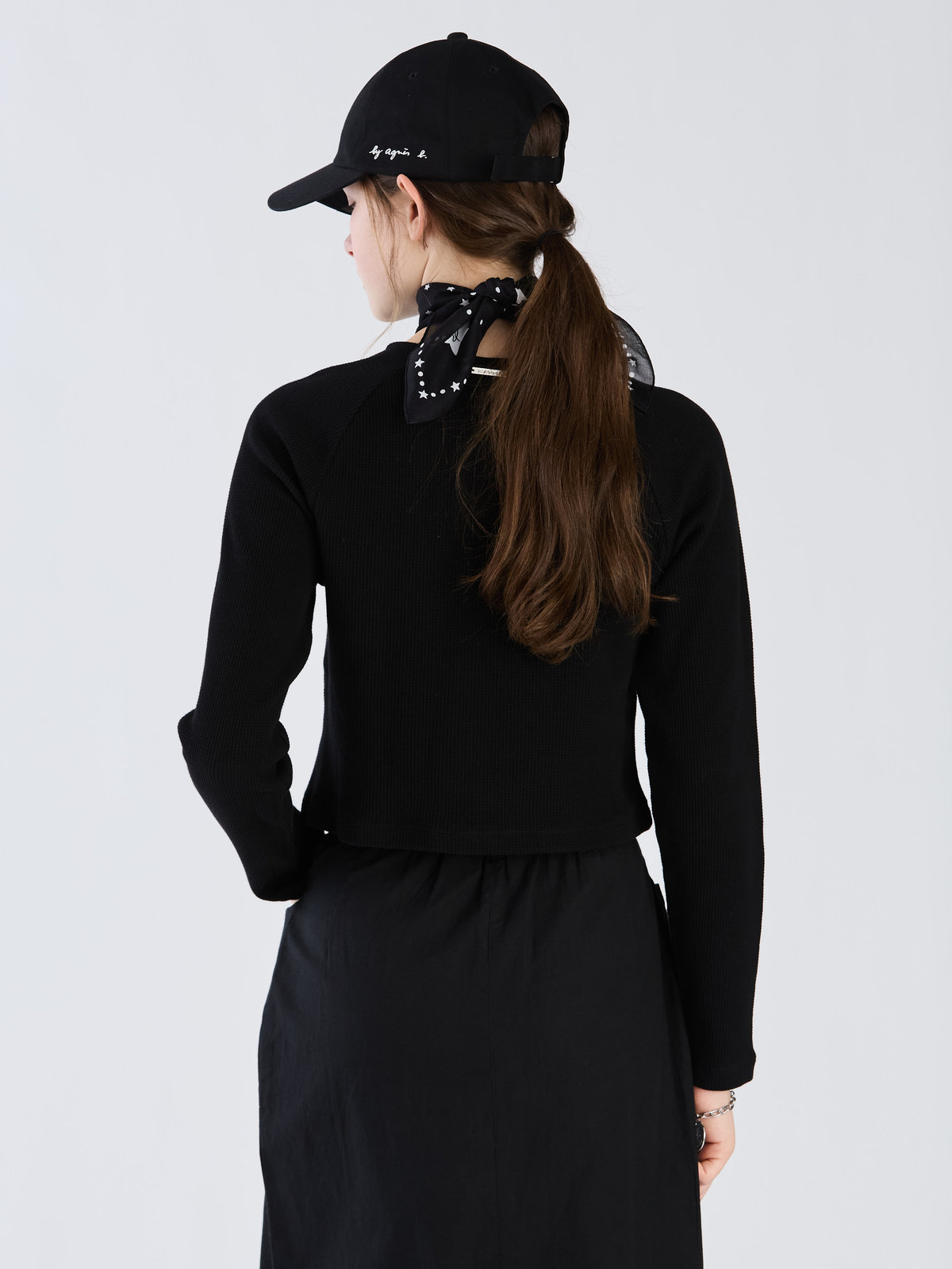 To b. by agnès b. 【Outlet】ワッフル コンパクト ロングスリーブ カーディガン ブラック