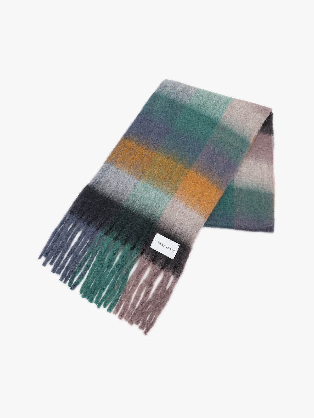 To b. by agnès b. ブロックチェック マフラー グリーン