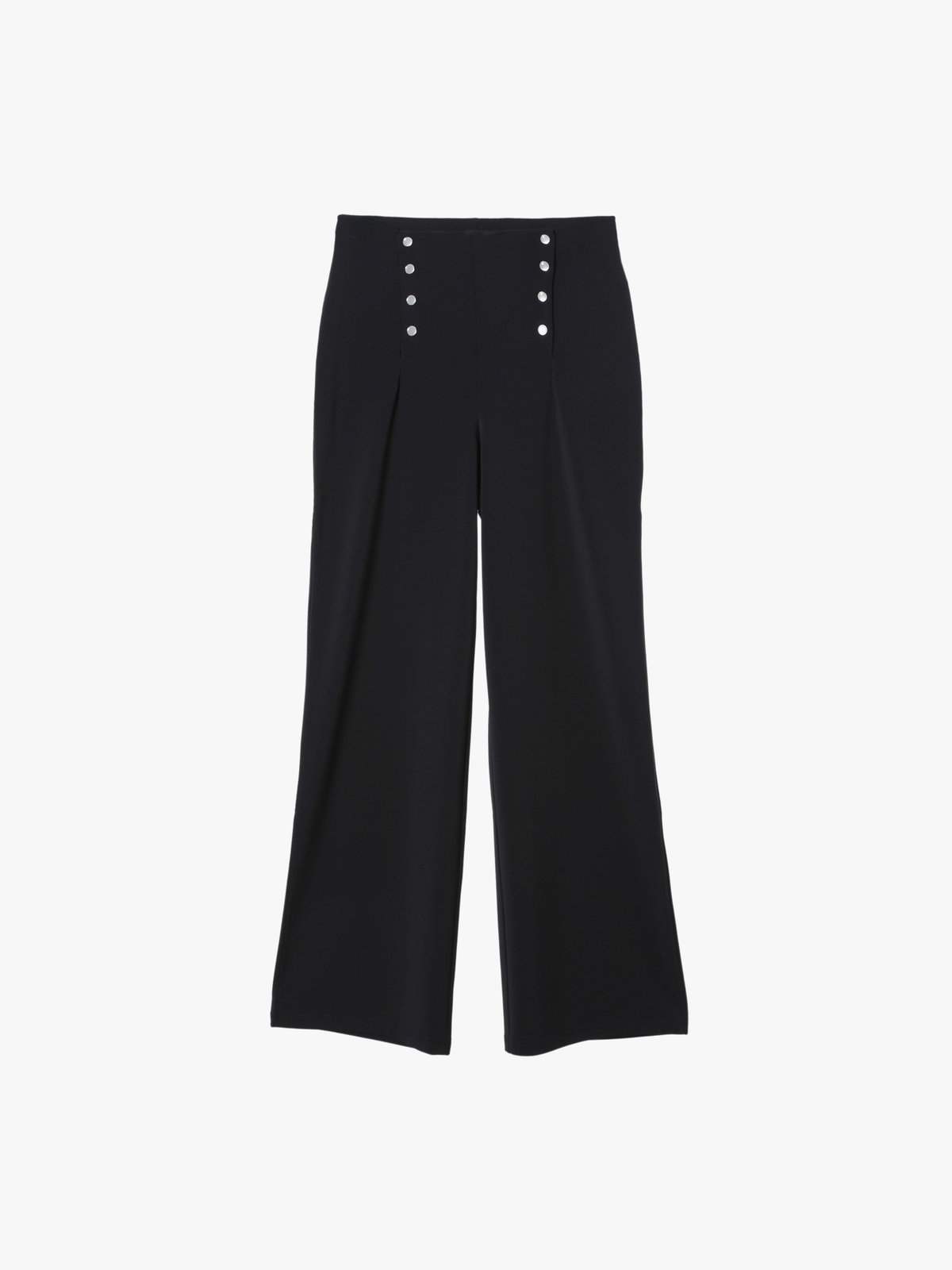 FEMME ウィメンズ ダブルボタン ジャージー ワイドパンツ ブラック