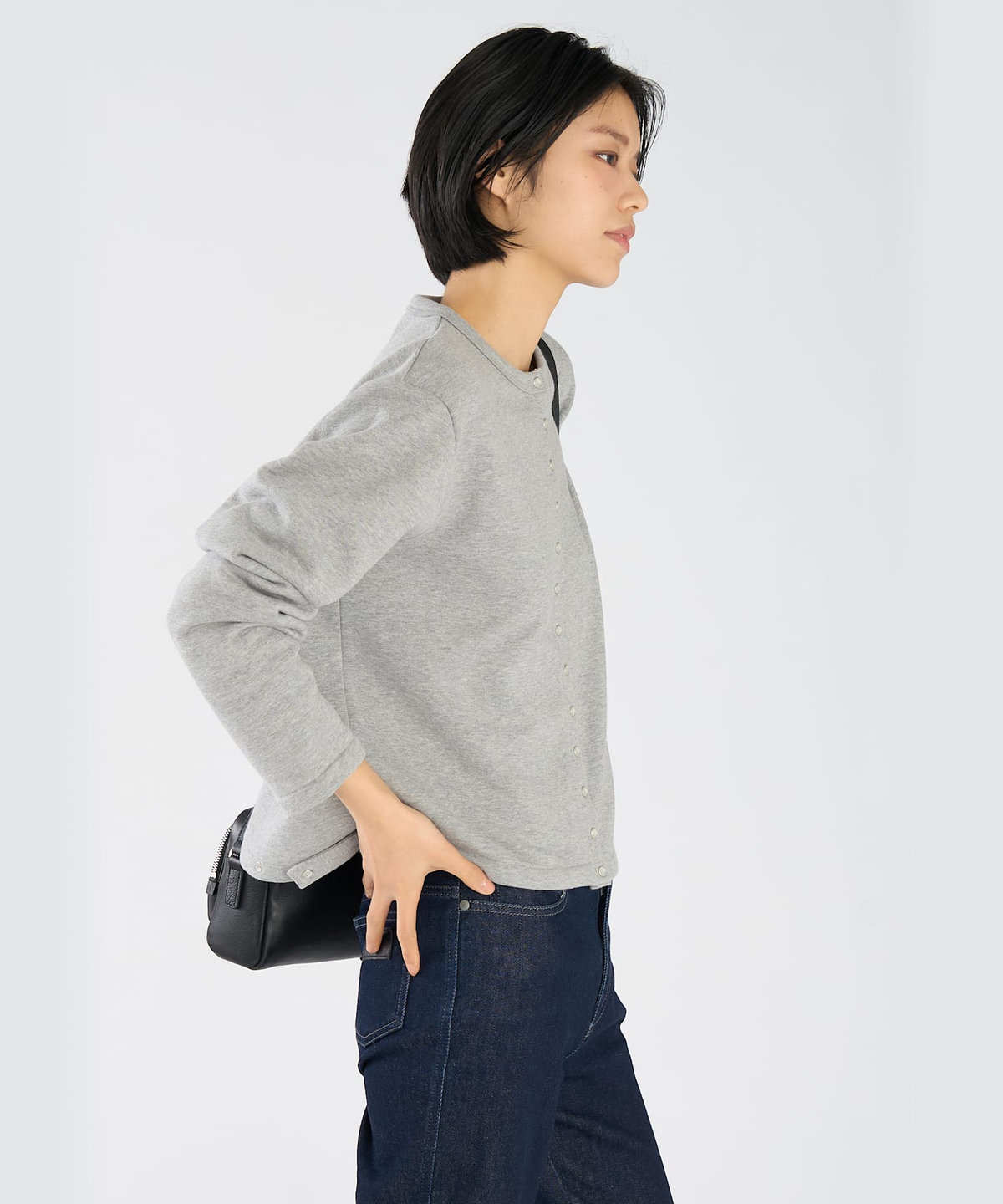 FEMME ウィメンズ WEBスペシャル ロゴ コットン 長袖 カーディガンプレッション グレー