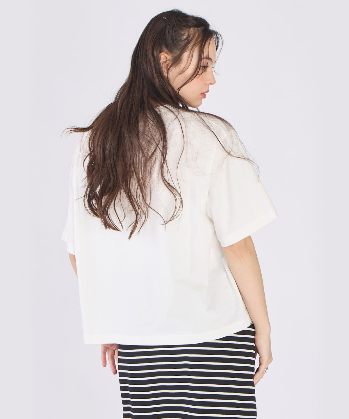 To b. by agnès b. ロゴ パフプリント コットン 半袖 Tシャツ ホワイト