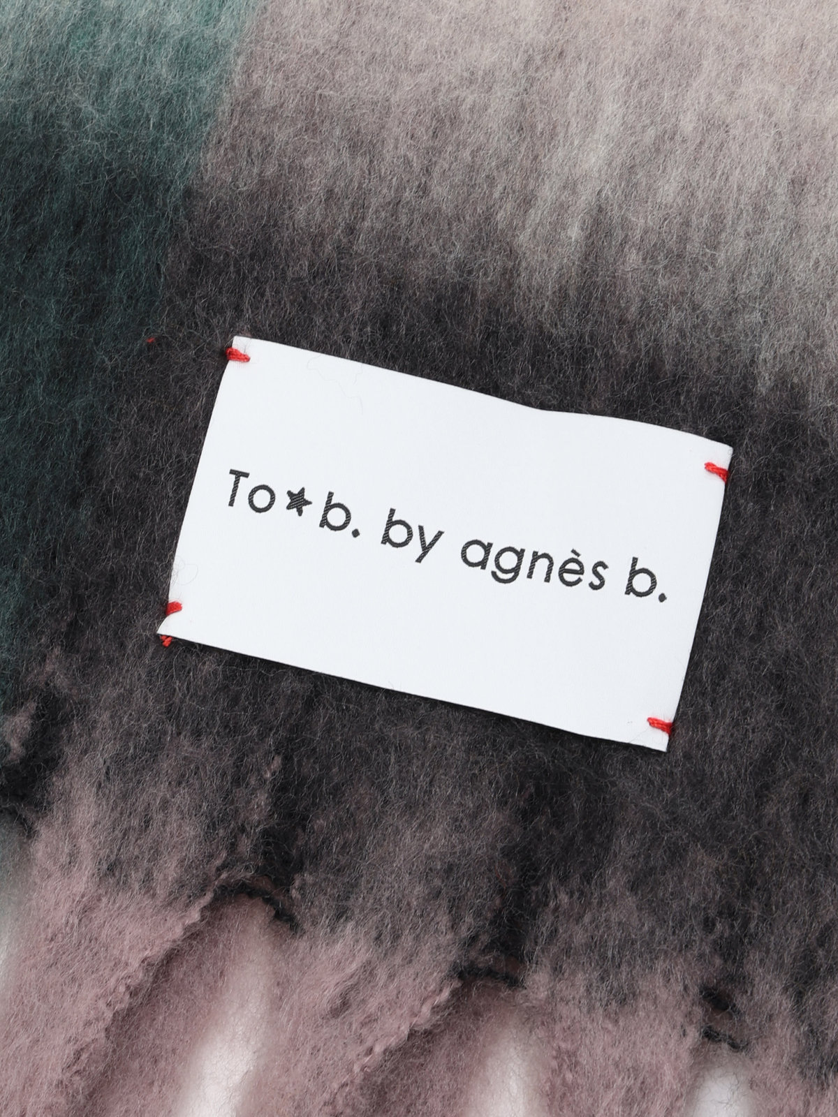 To b. by agnès b. ブロックチェック マフラー グリーン