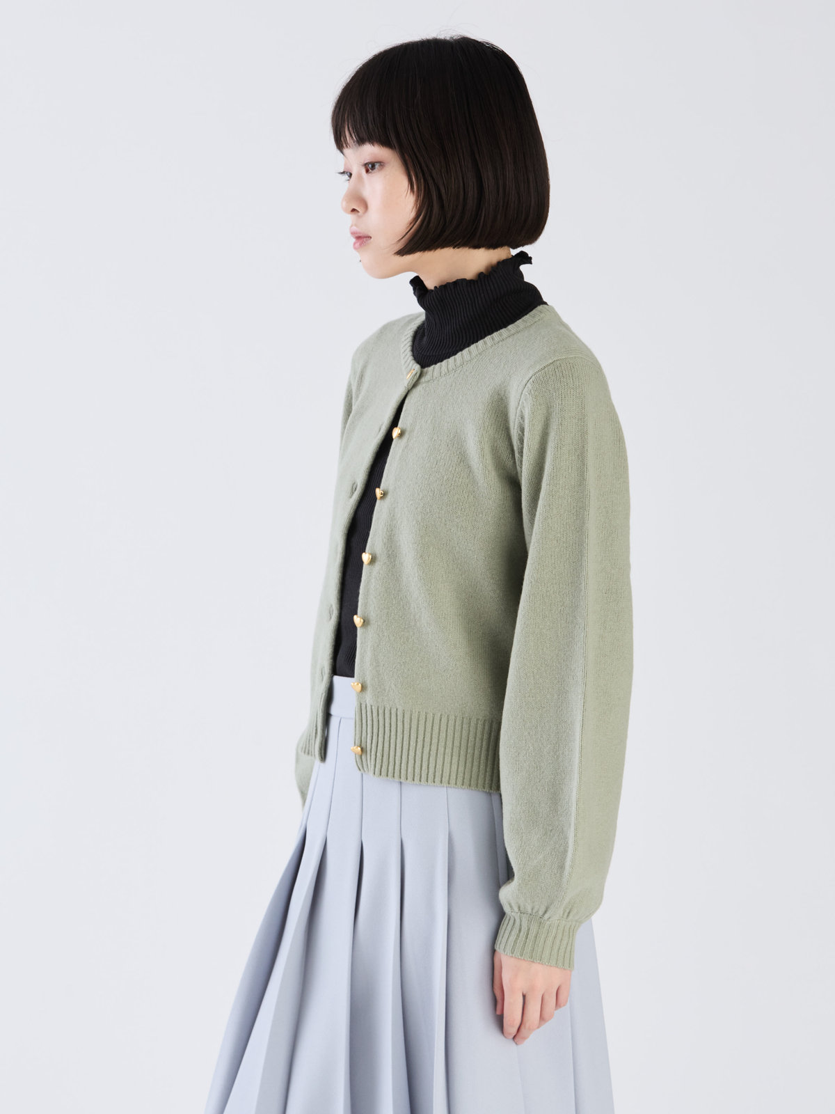 To b. by agnès b. 【Outlet】ウール ボリュームスリーブ ラブリー カーディガン グリーン