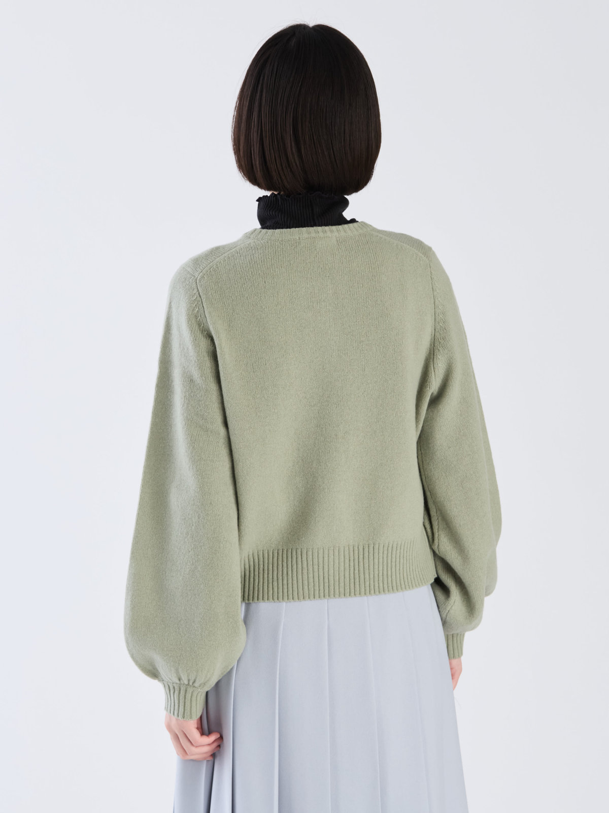 To b. by agnès b. 【Outlet】ウール ボリュームスリーブ ラブリー カーディガン グリーン