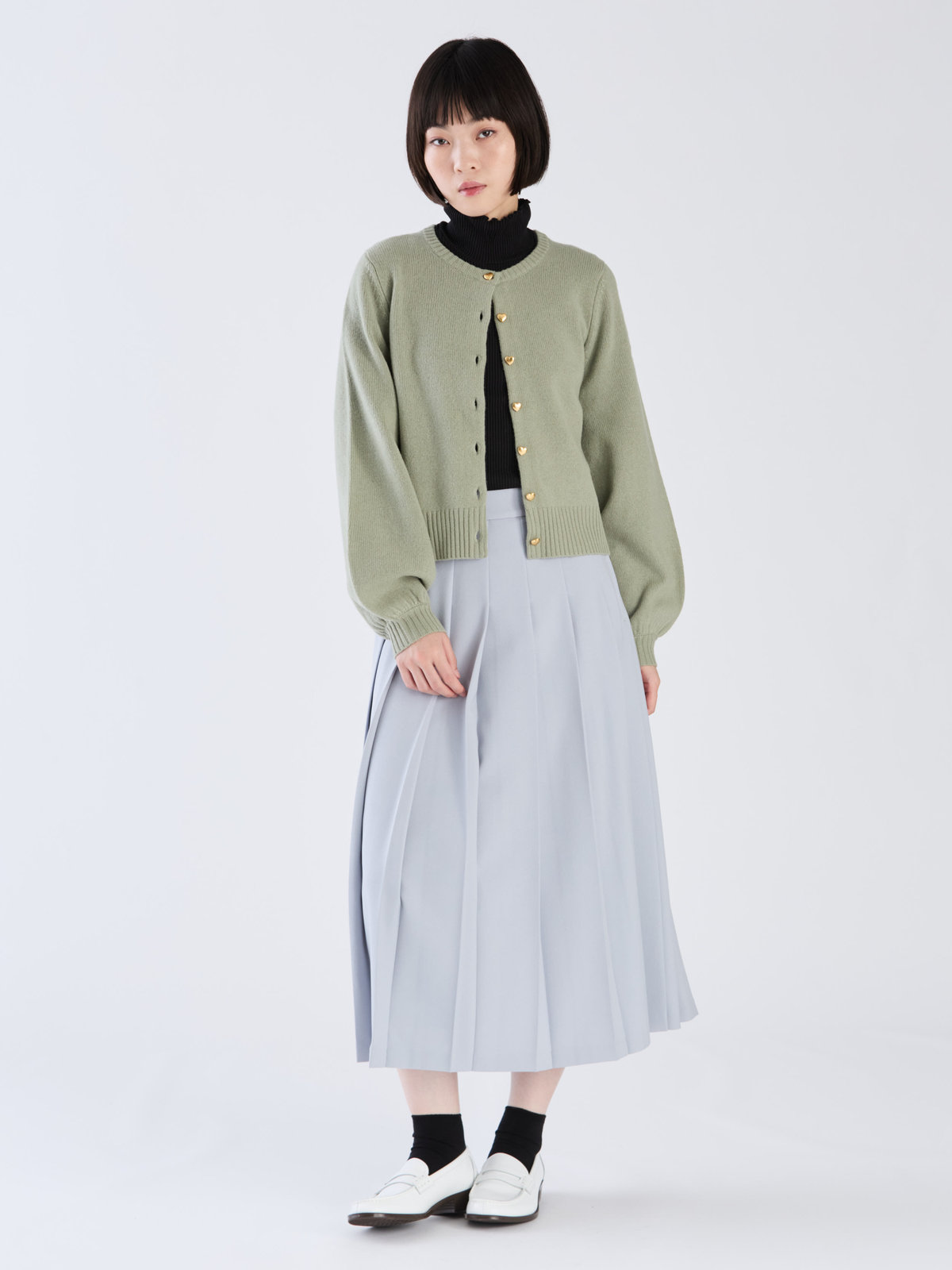 To b. by agnès b. 【Outlet】ウール ボリュームスリーブ ラブリー カーディガン グリーン