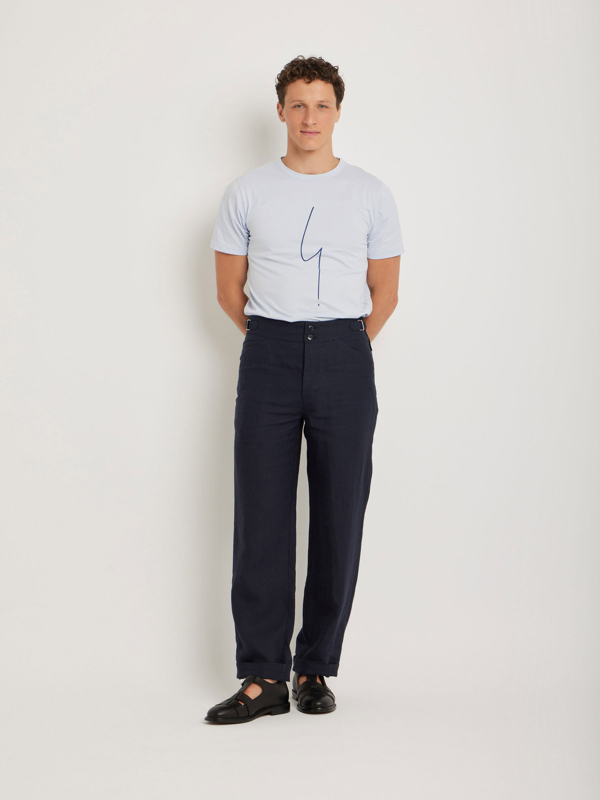 HOMME メンズ メンズ リネン パンツ "Belleville" ブルー系その他