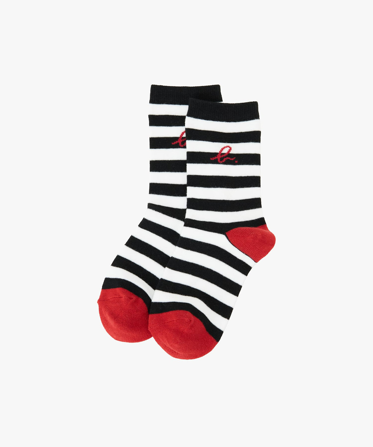 ENFANT ユニセックス キッズ "b." ロゴ コットン ソックス ホワイト×ブラック