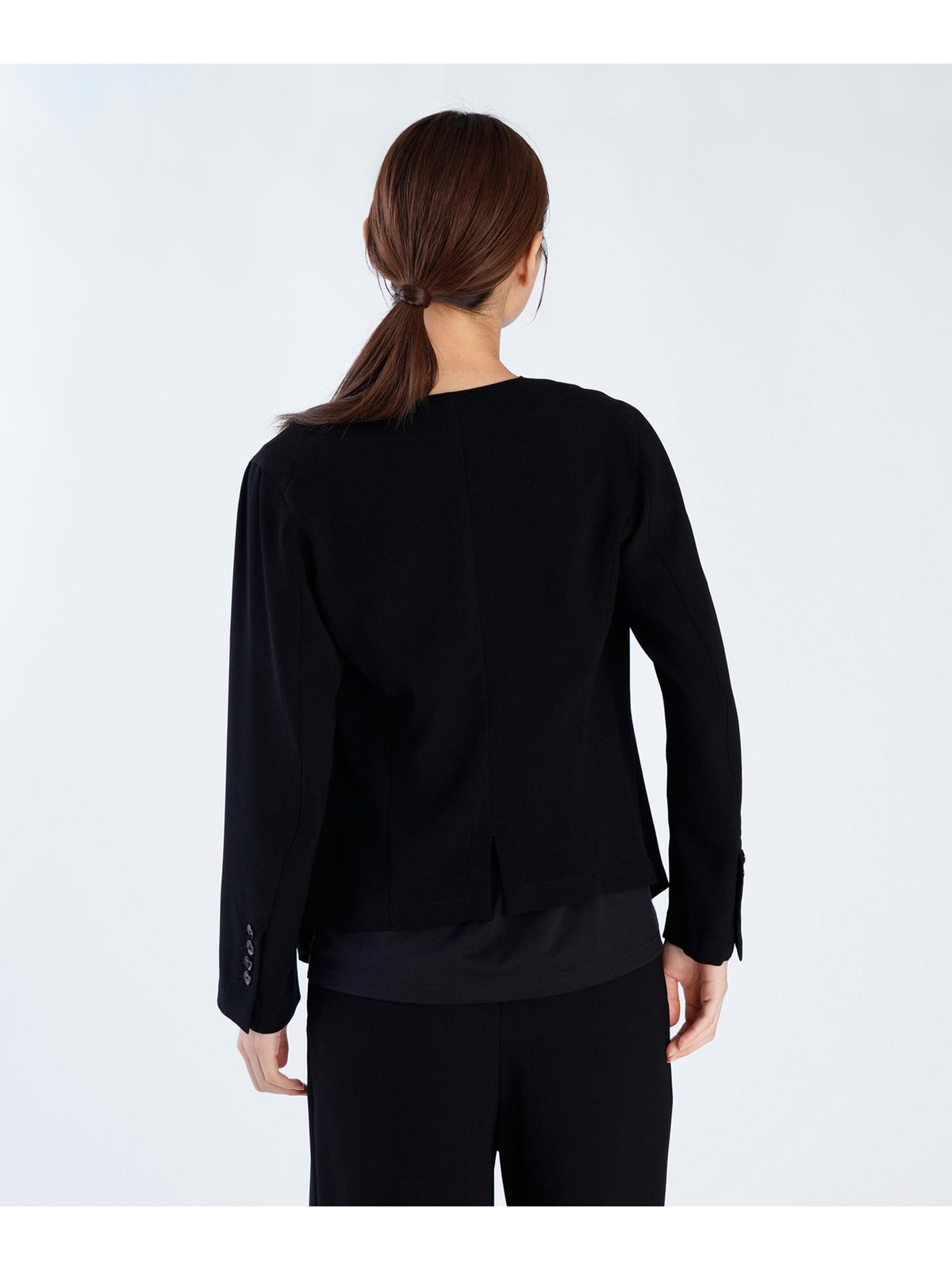 FEMME ウィメンズ ブラック トリアセテート Vネック クレープ シャツジャケット ブラック