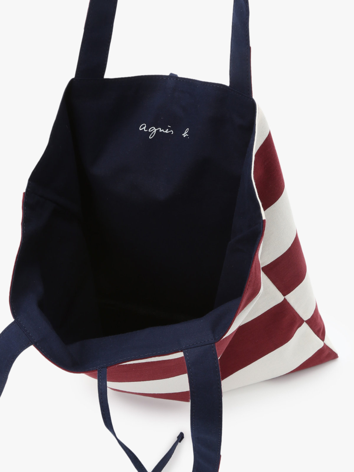 VOYAGE ウィメンズ バッグ＆ウォレット 細ボーダー コットン リバーシブル トートバッグ ZAS11-01 ボルドー