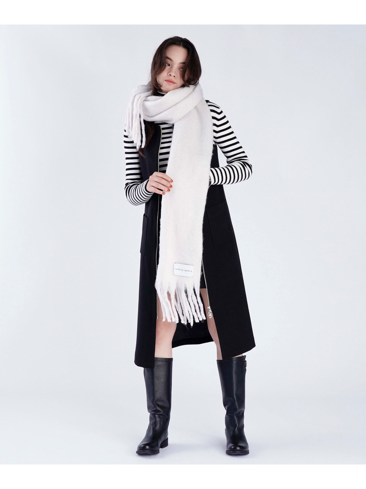 To b. by agnès b. カラー マフラー ホワイト