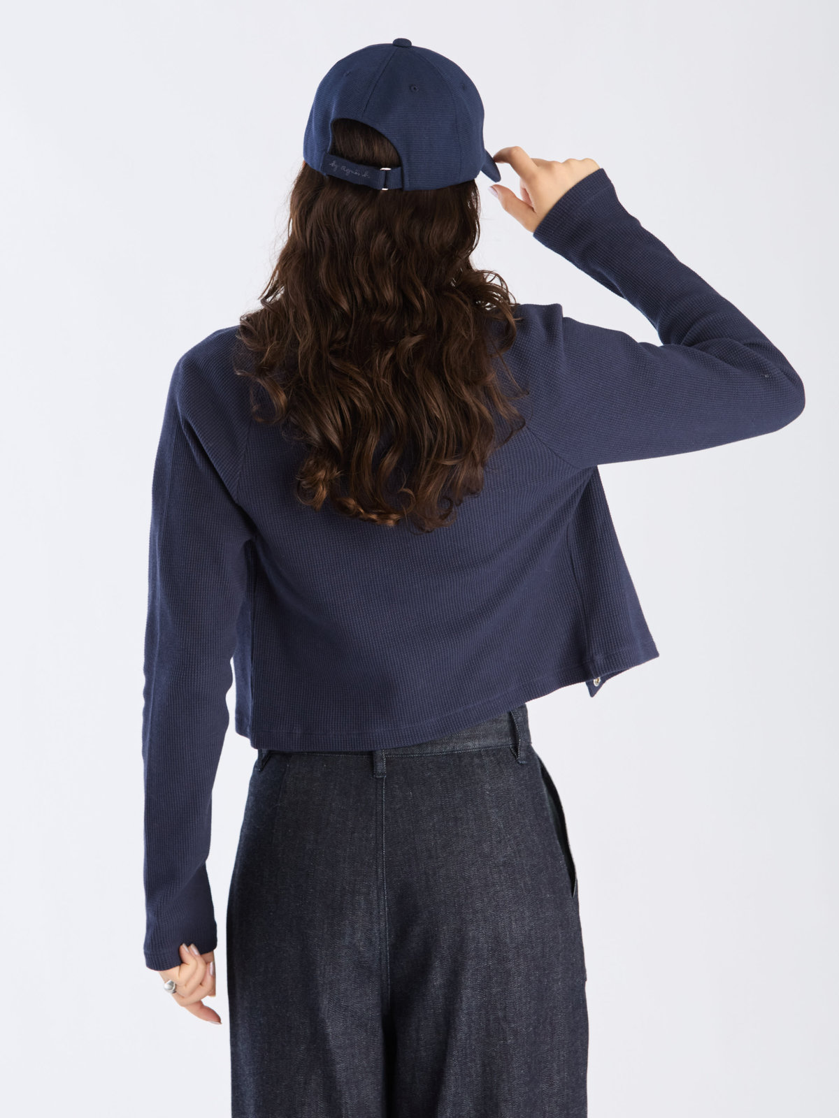 To b. by agnès b. 【Outlet】ワッフル コンパクト ロングスリーブ カーディガン ネイビー