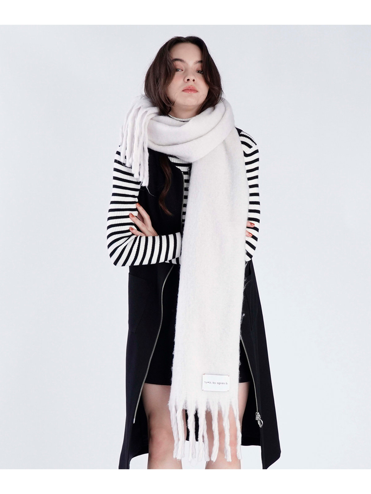 To b. by agnès b. カラー マフラー ホワイト