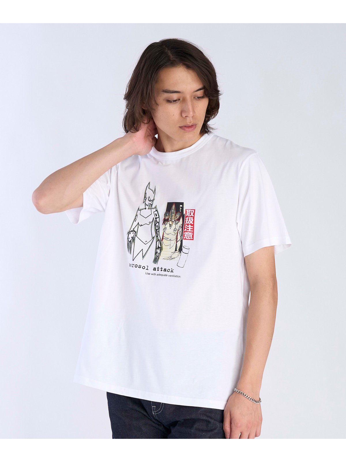 FEMME ウィメンズ プリント コットン 半袖 アーティスト Tシャツ ”Futura” ホワイト