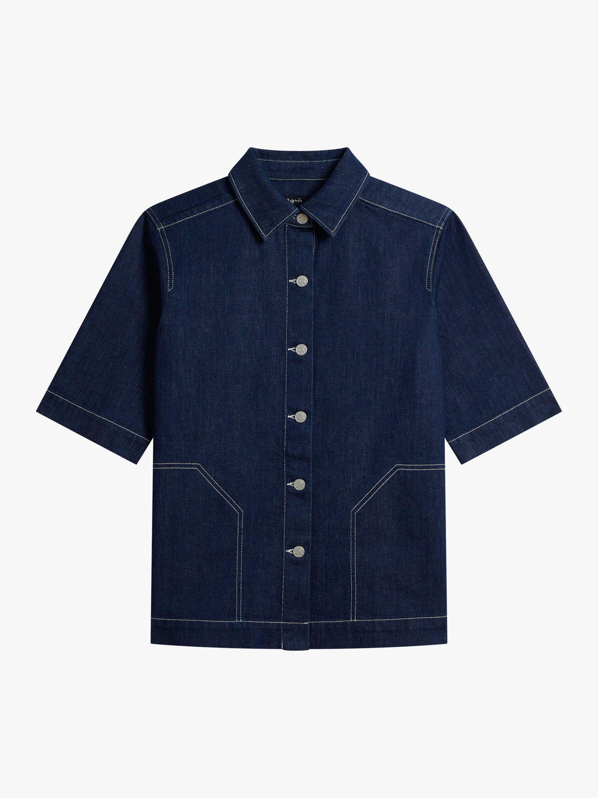 FEMME ウィメンズ デニム 半袖 シャツ "Hawai" ネイビー