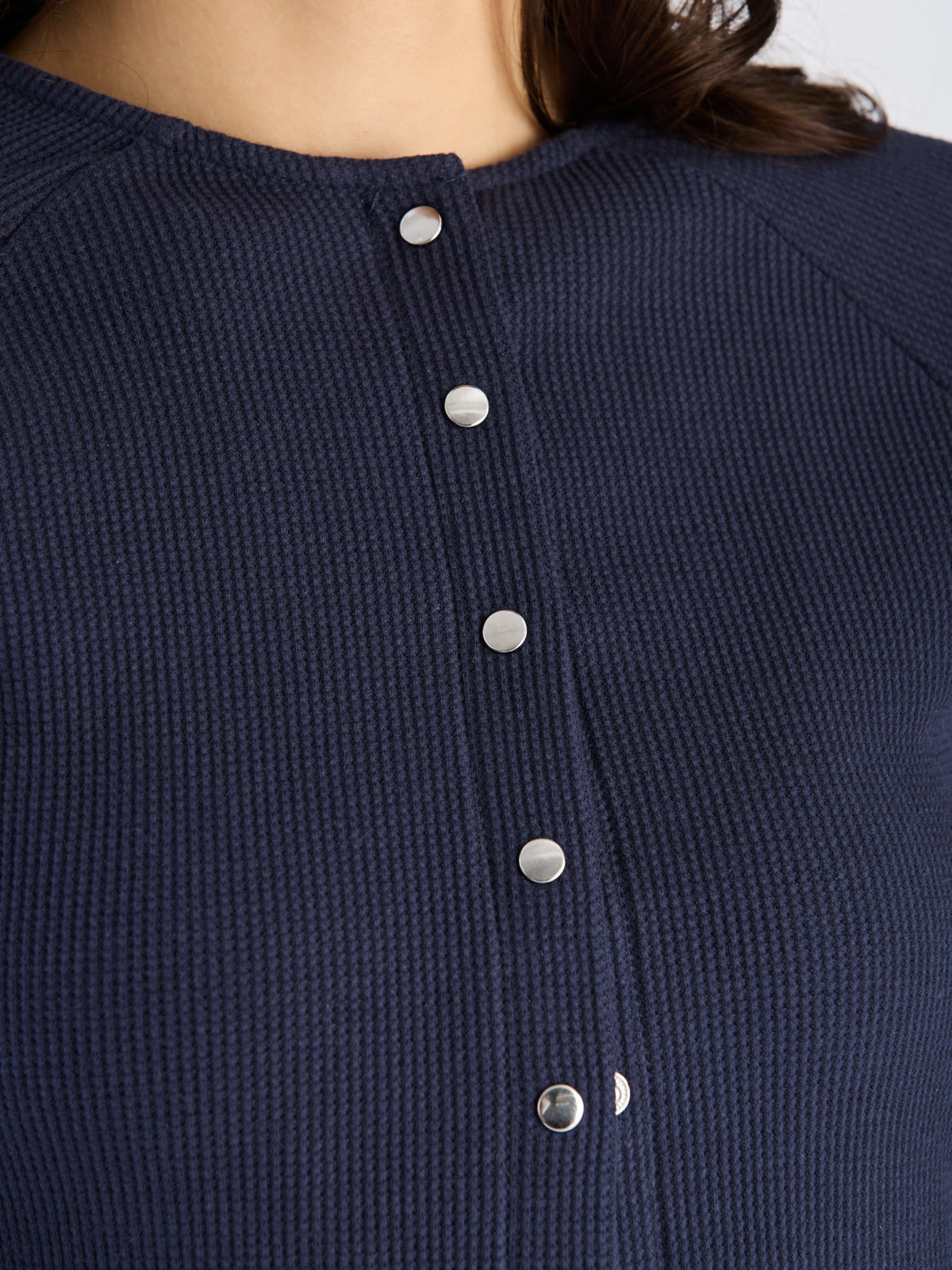 To b. by agnès b. 【Outlet】ワッフル コンパクト ロングスリーブ カーディガン ネイビー